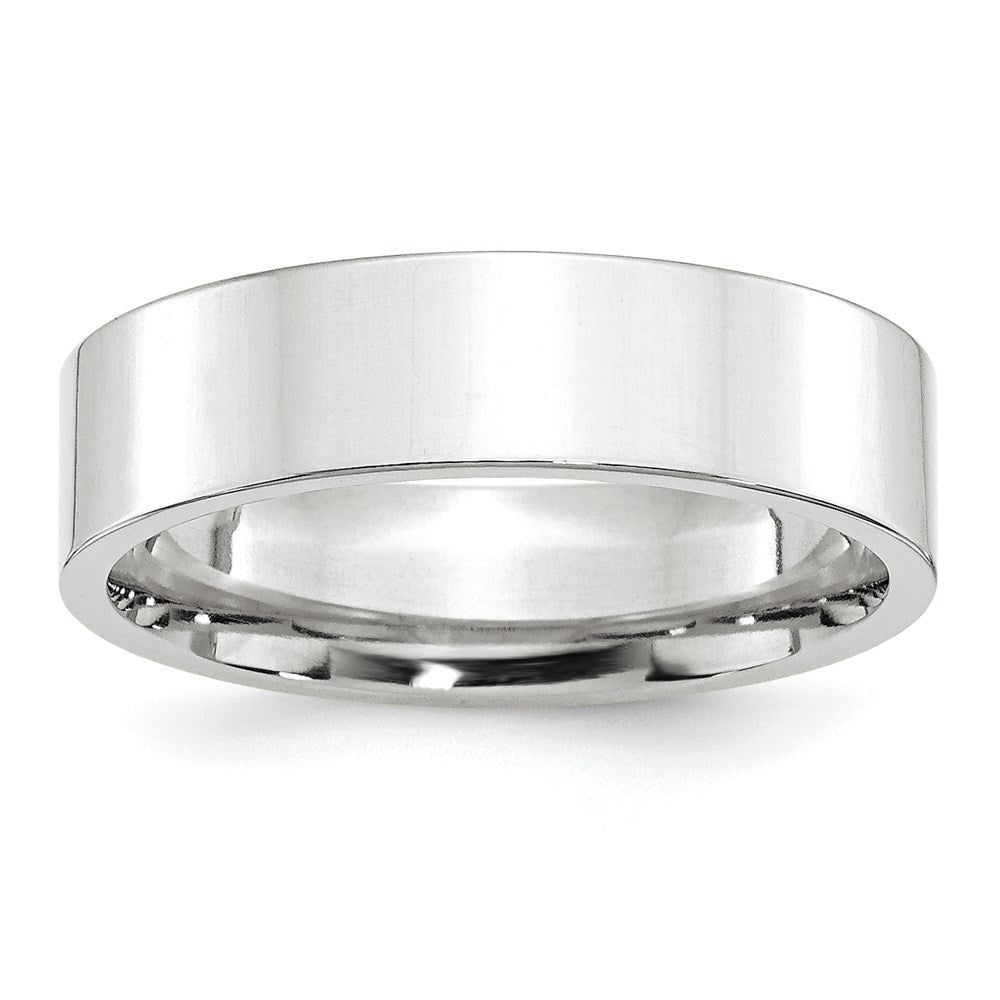 14k White Gold 6mm Standard Weight Flat Comfort Fit Wedding Band Size 11