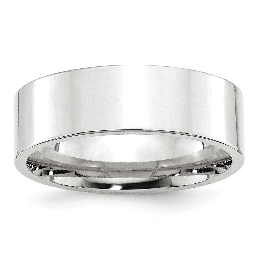 14k White Gold 7mm Standard Weight Flat Comfort Fit Wedding Band Size 6.5