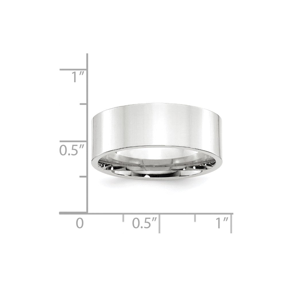 14k White Gold 8mm Standard Weight Flat Comfort Fit Wedding Band Size 14