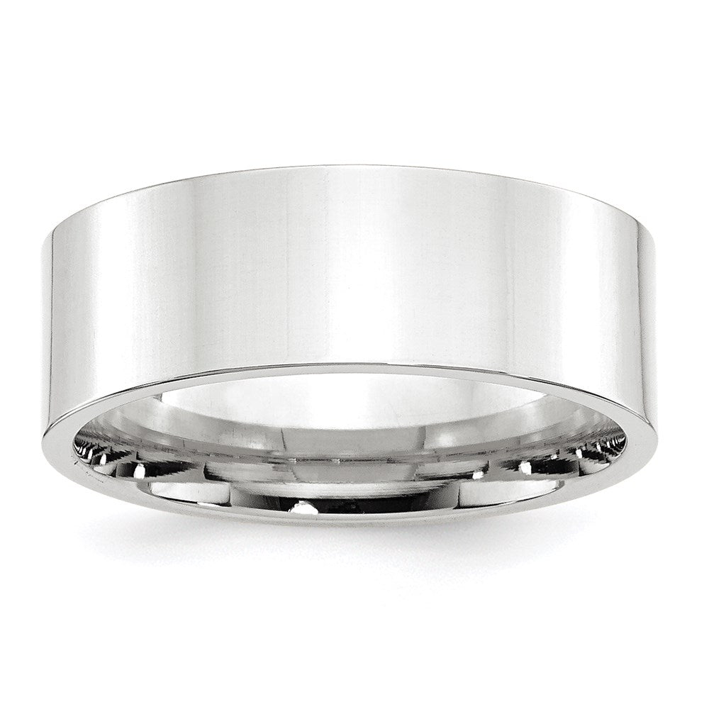 14k White Gold 8mm Standard Weight Flat Comfort Fit Wedding Band Size 5.5
