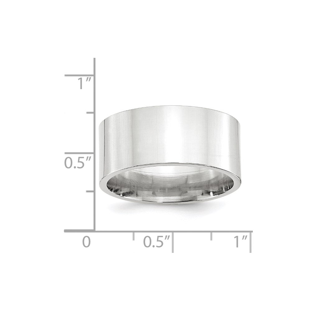 14k White Gold 10mm Standard Weight Flat Comfort Fit Wedding Band Size 5.5