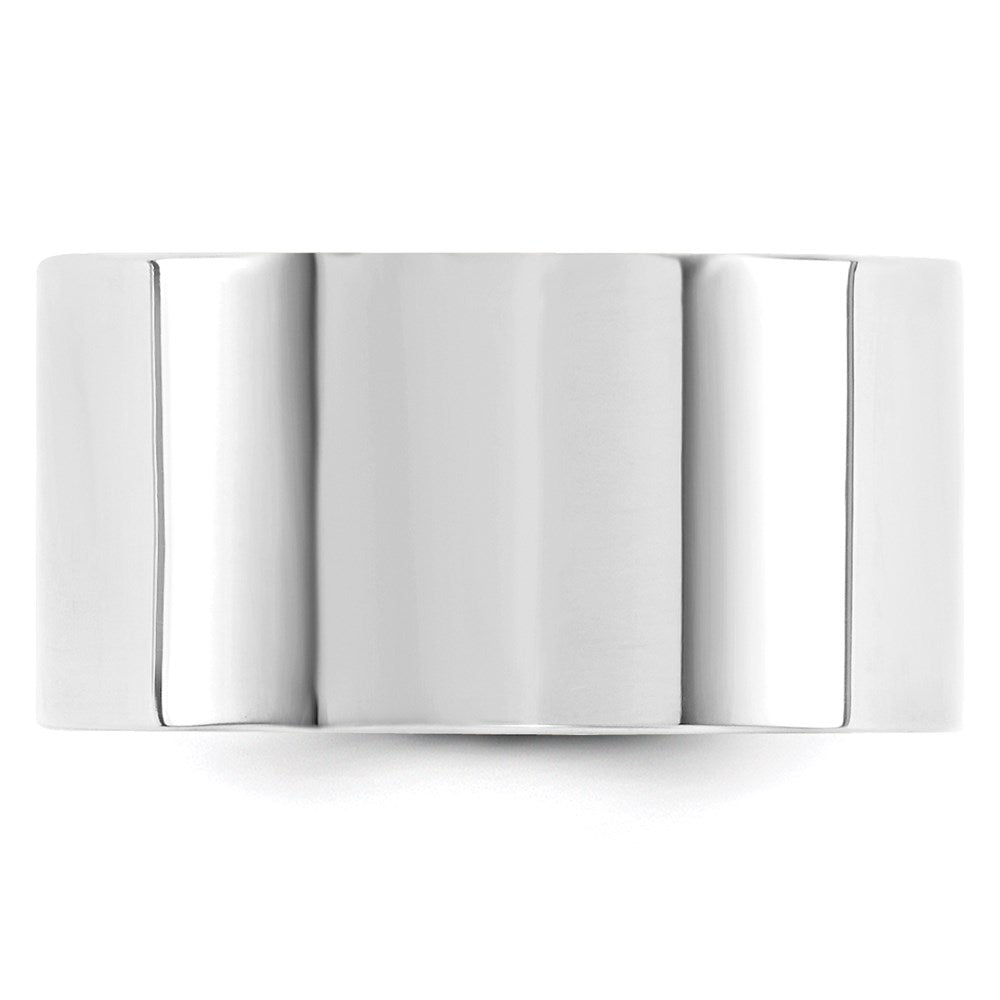 14k White Gold 12mm Standard Weight Flat Comfort Fit Wedding Band Size 14