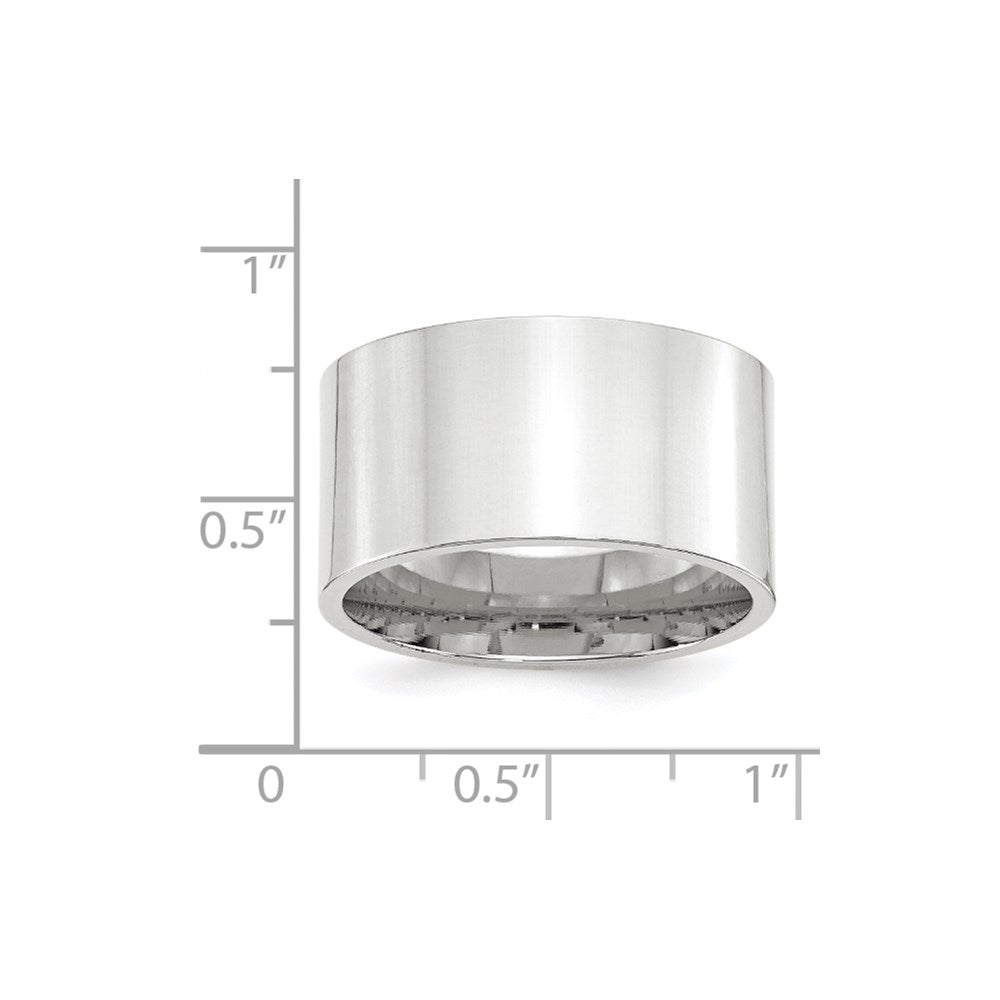 14k White Gold 12mm Standard Weight Flat Comfort Fit Wedding Band Size 10.5