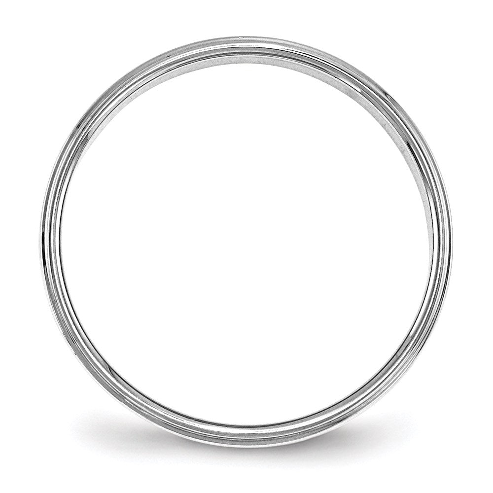 14k White Gold 4mm Flat with Step Edge Wedding Band Size 5.5