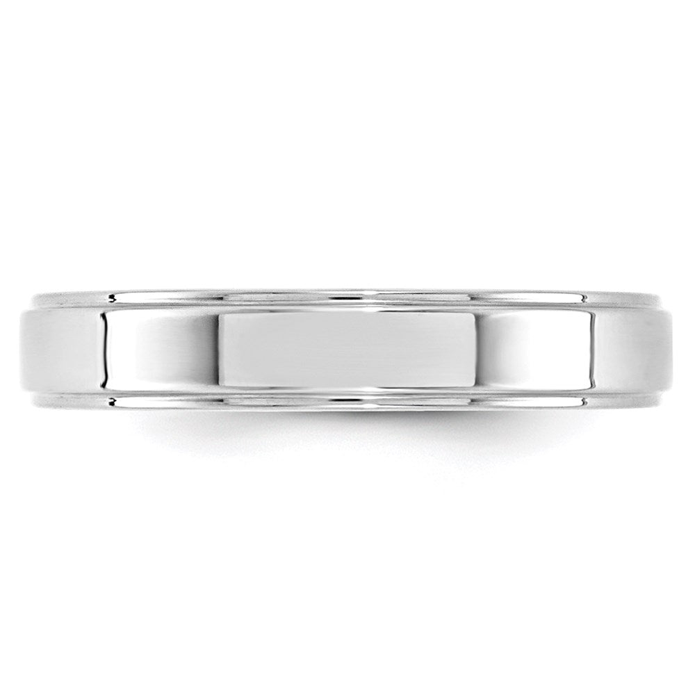 14k White Gold 4mm Flat with Step Edge Wedding Band Size 5.5