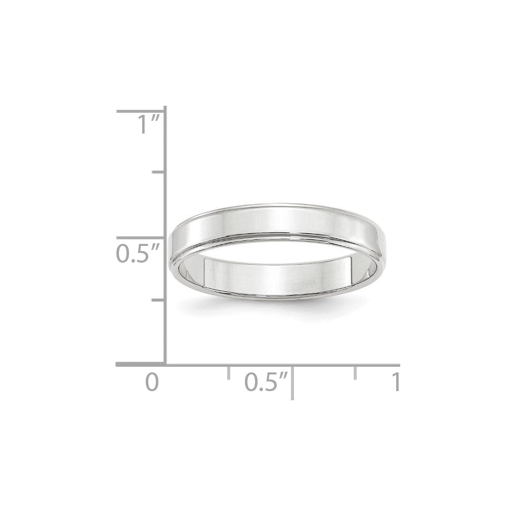 14k White Gold 4mm Flat with Step Edge Wedding Band Size 13.5