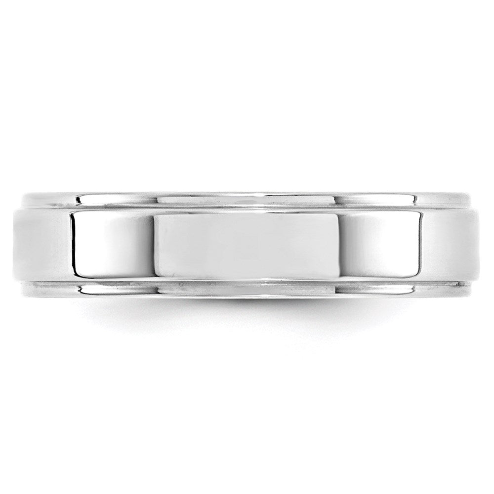 14k White Gold 5mm Flat with Step Edge Wedding Band Size 12.5