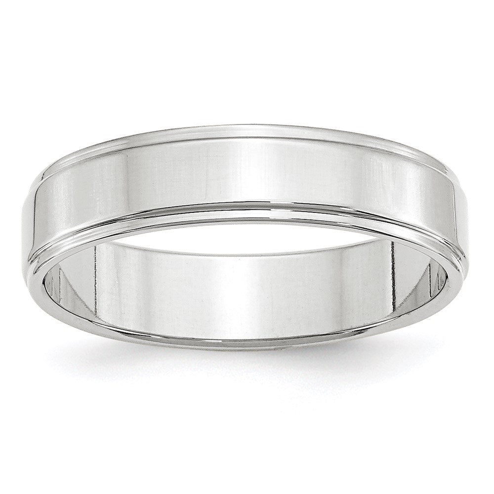 14k White Gold 5mm Flat with Step Edge Wedding Band Size 11.5
