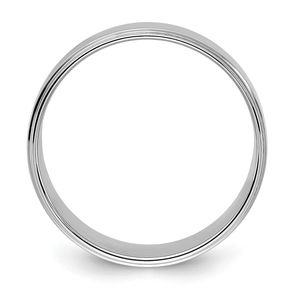 14k White Gold 8mm Flat with Step Edge Wedding Band Size 9.5