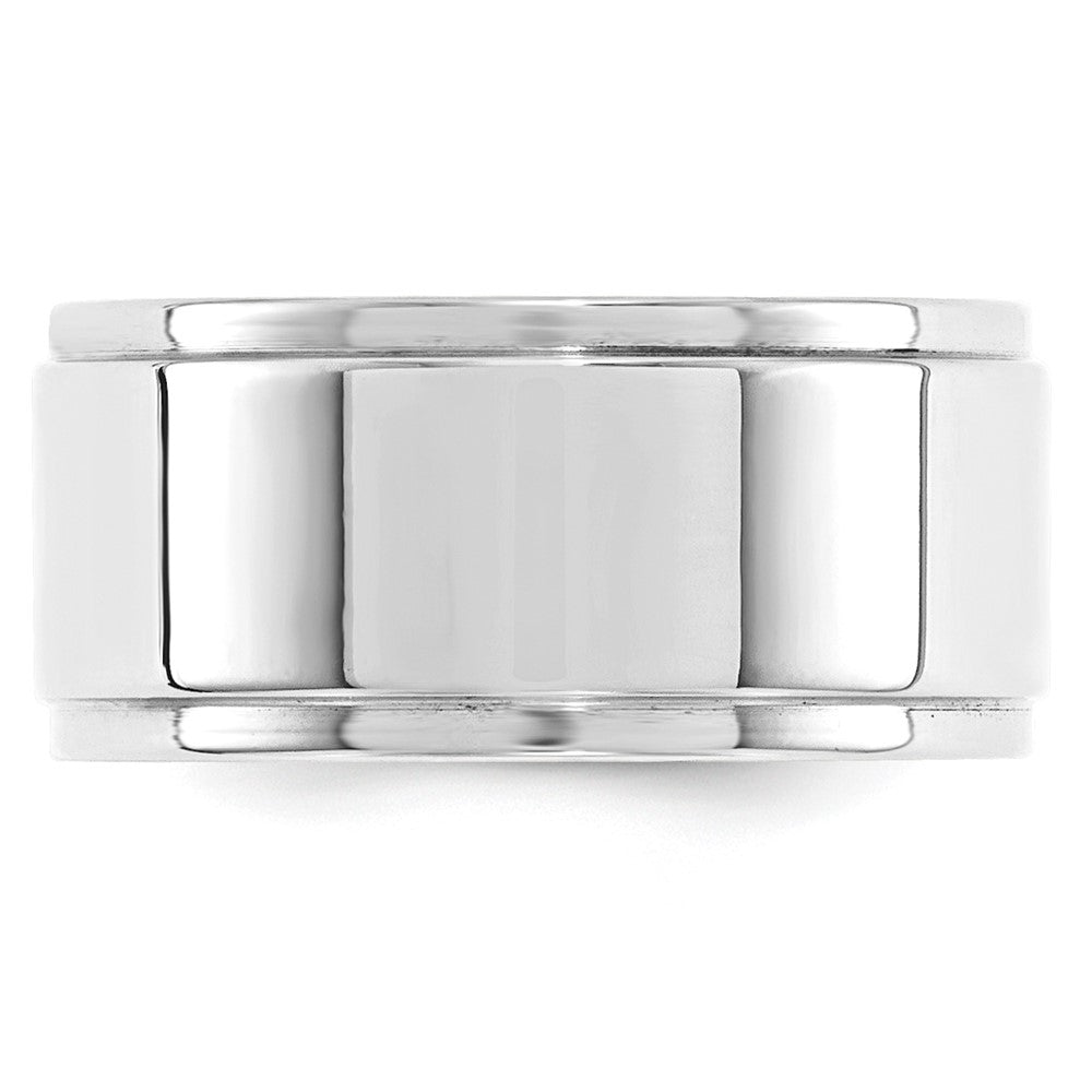 14k White Gold 10mm Flat with Step Edge Wedding Band Size 7