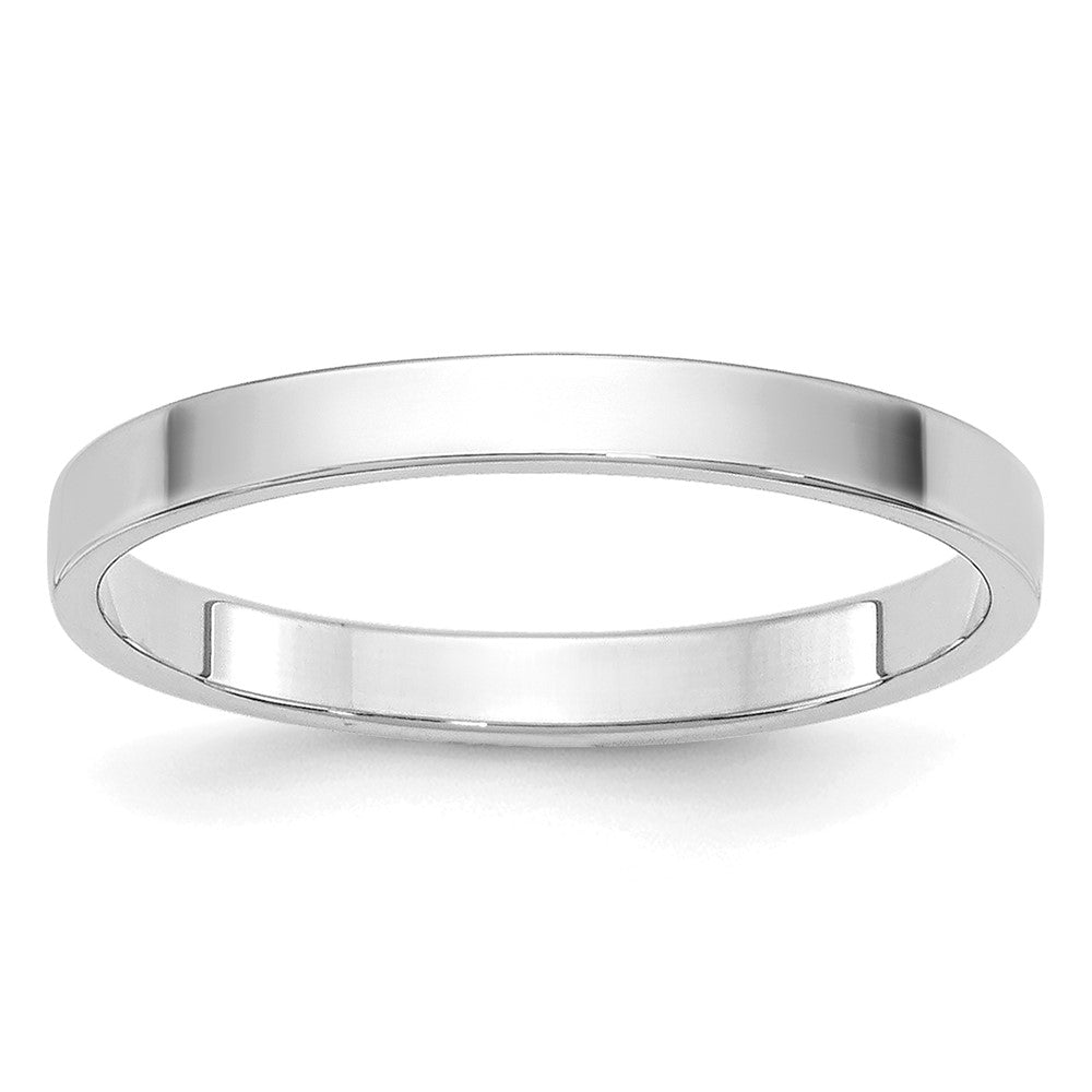 14k White Gold 2mm Lightweight Flat Wedding Band Size 7.5