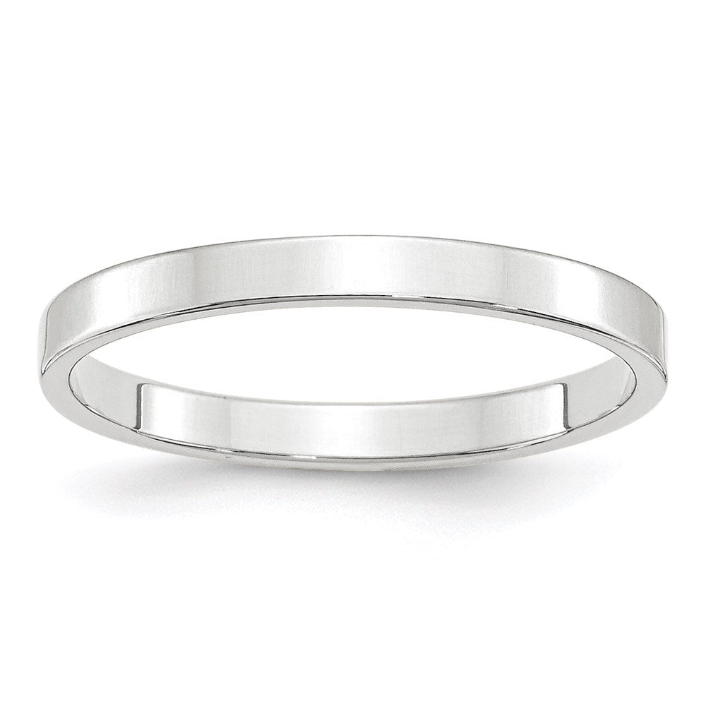 14k White Gold 2.5mm Lightweight Flat Wedding Band Size 11