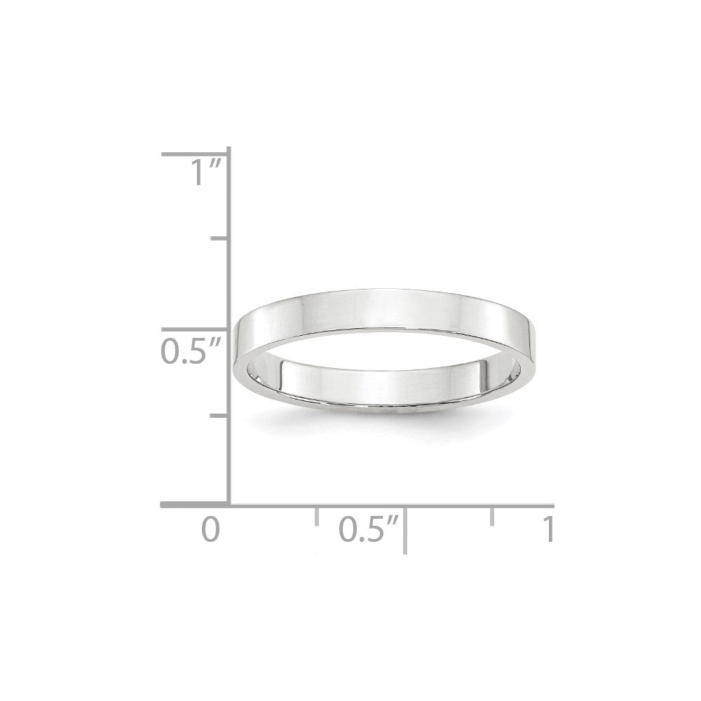 14k White Gold 3mm Lightweight Flat Wedding Band Size 4