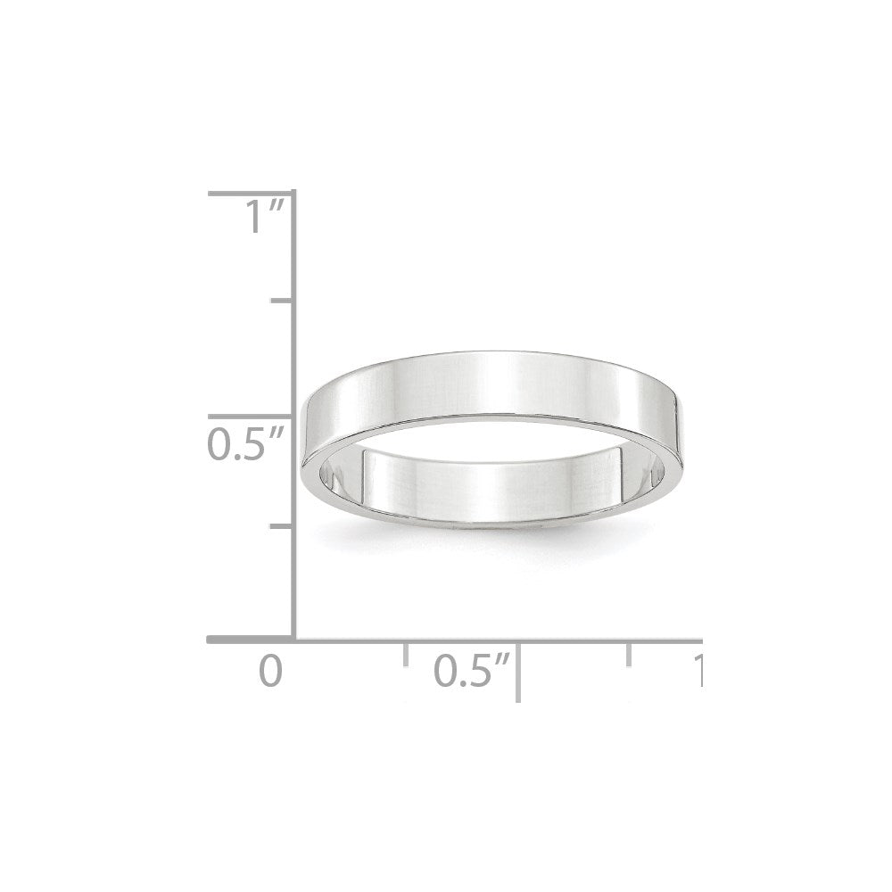 14k White Gold 4mm Lightweight Flat Wedding Band Size 6