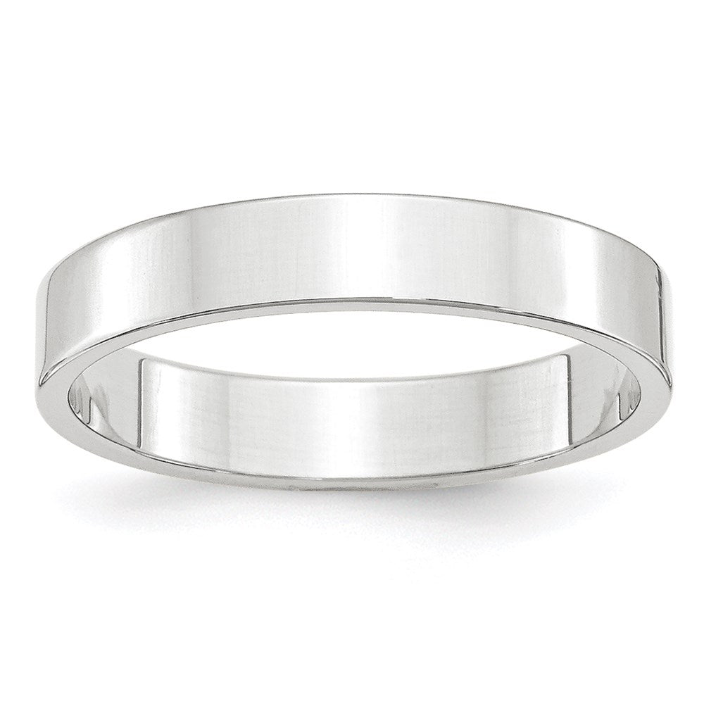 14k White Gold 4mm Lightweight Flat Wedding Band Size 9.5