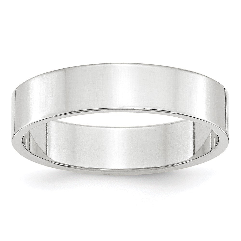 14k White Gold 5mm Lightweight Flat Wedding Band Size 7.5