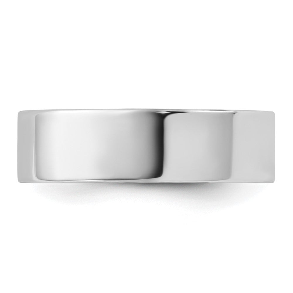 14k White Gold 6mm Lightweight Flat Wedding Band Size 4