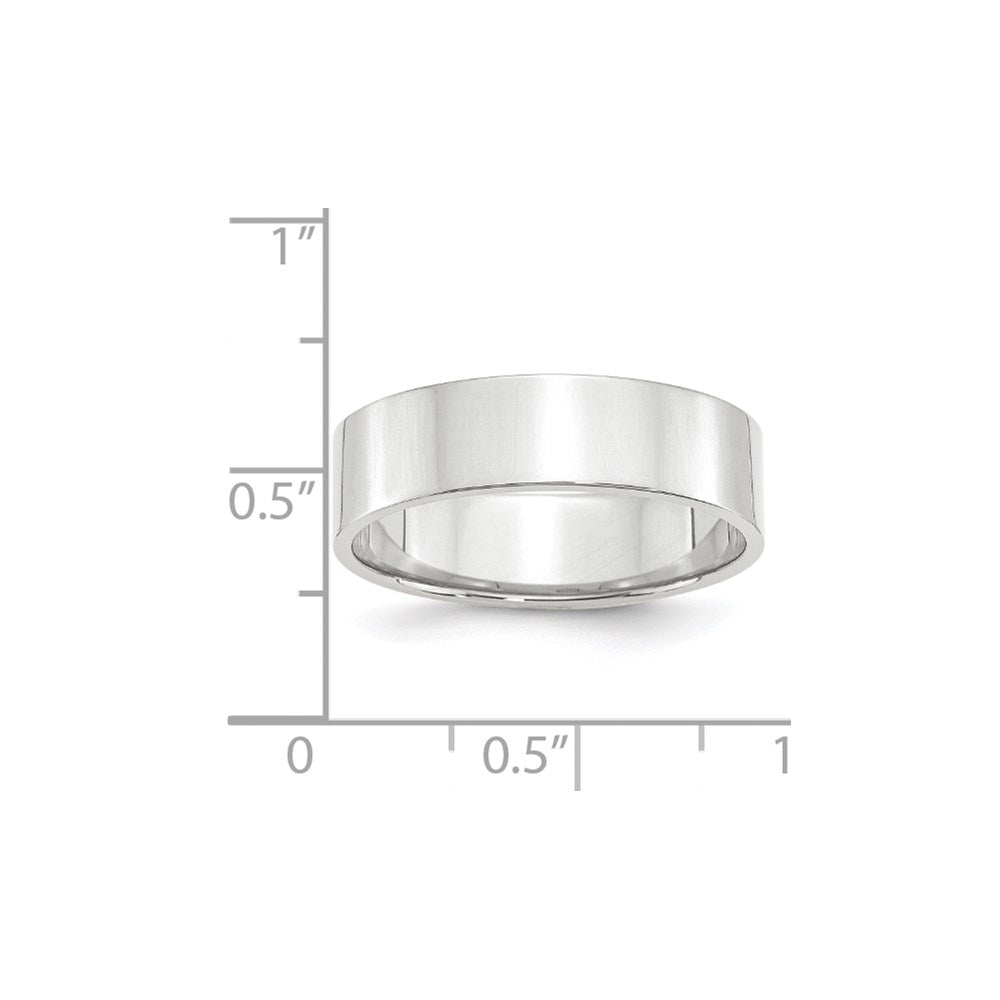 14k White Gold 6mm Lightweight Flat Wedding Band Size 13.5