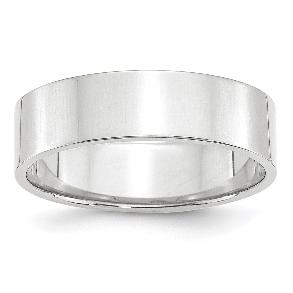 14k White Gold 6mm Lightweight Flat Wedding Band Size 8
