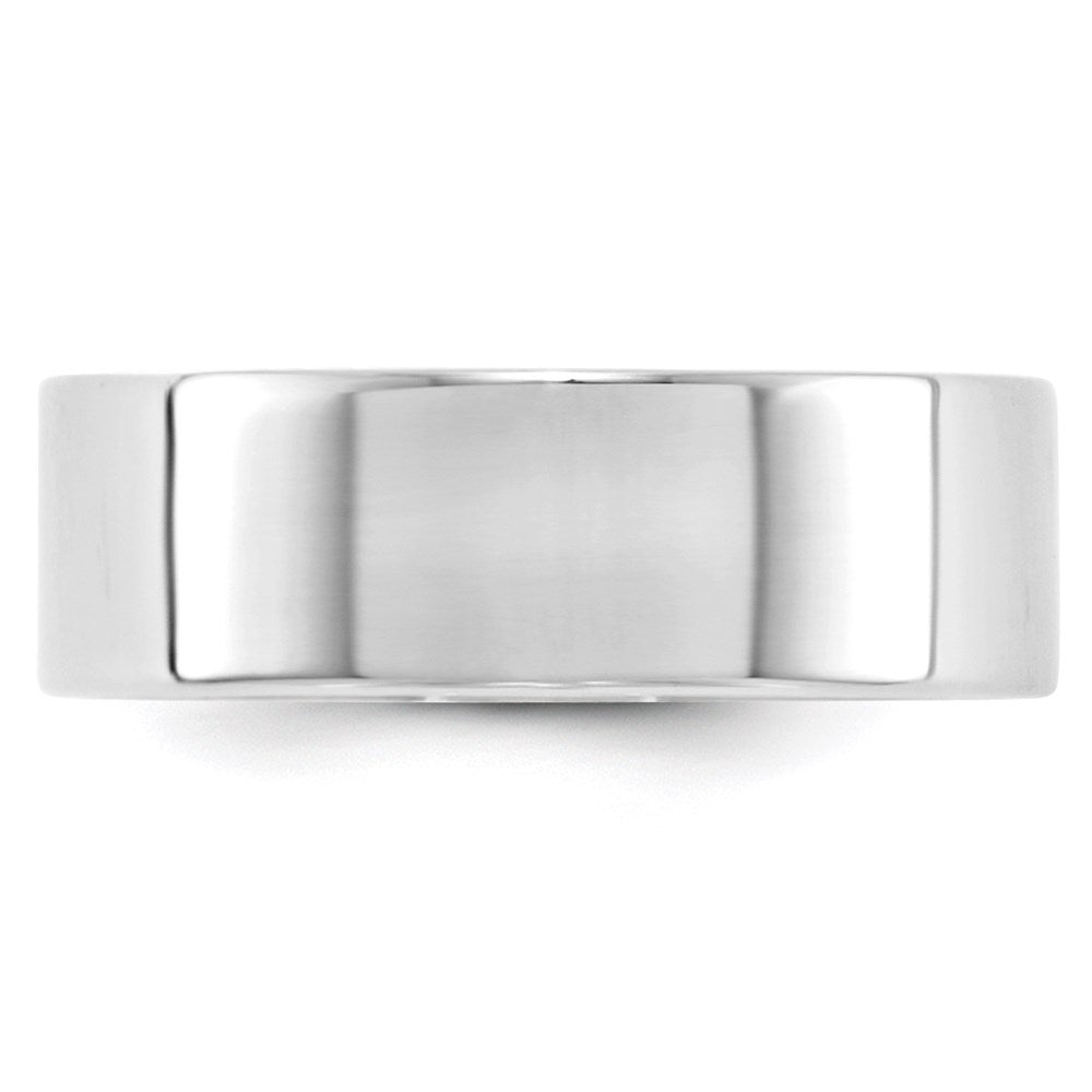 14k White Gold 7mm Lightweight Flat Wedding Band Size 4