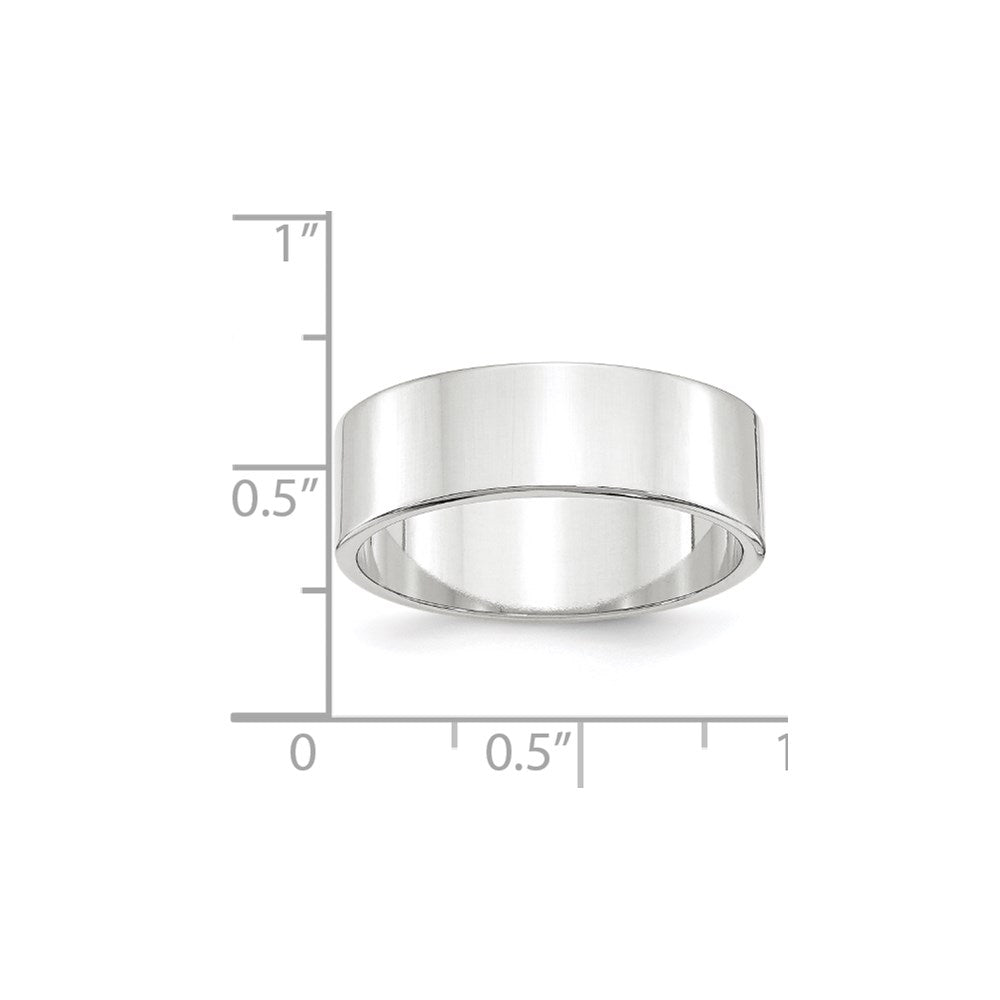 14k White Gold 7mm Lightweight Flat Wedding Band Size 11