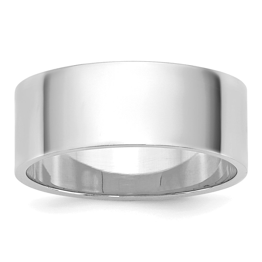 14k White Gold 7mm Lightweight Flat Wedding Band Size 4