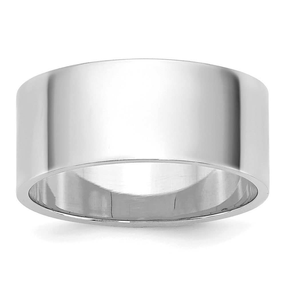 14k White Gold 8mm Lightweight Flat Wedding Band Size 9.5