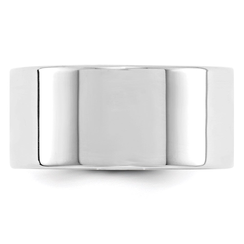 14k White Gold 10mm Lightweight Flat Wedding Band Size 8