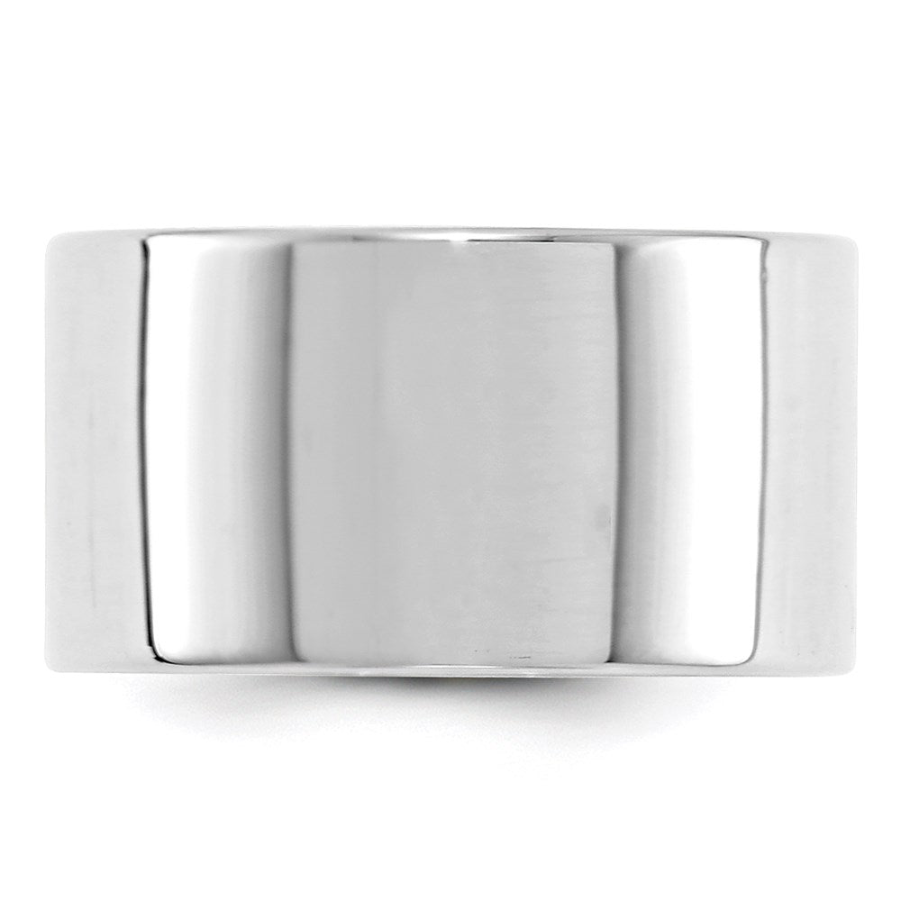 14k White Gold 12mm Lightweight Flat Wedding Band Size 6.5