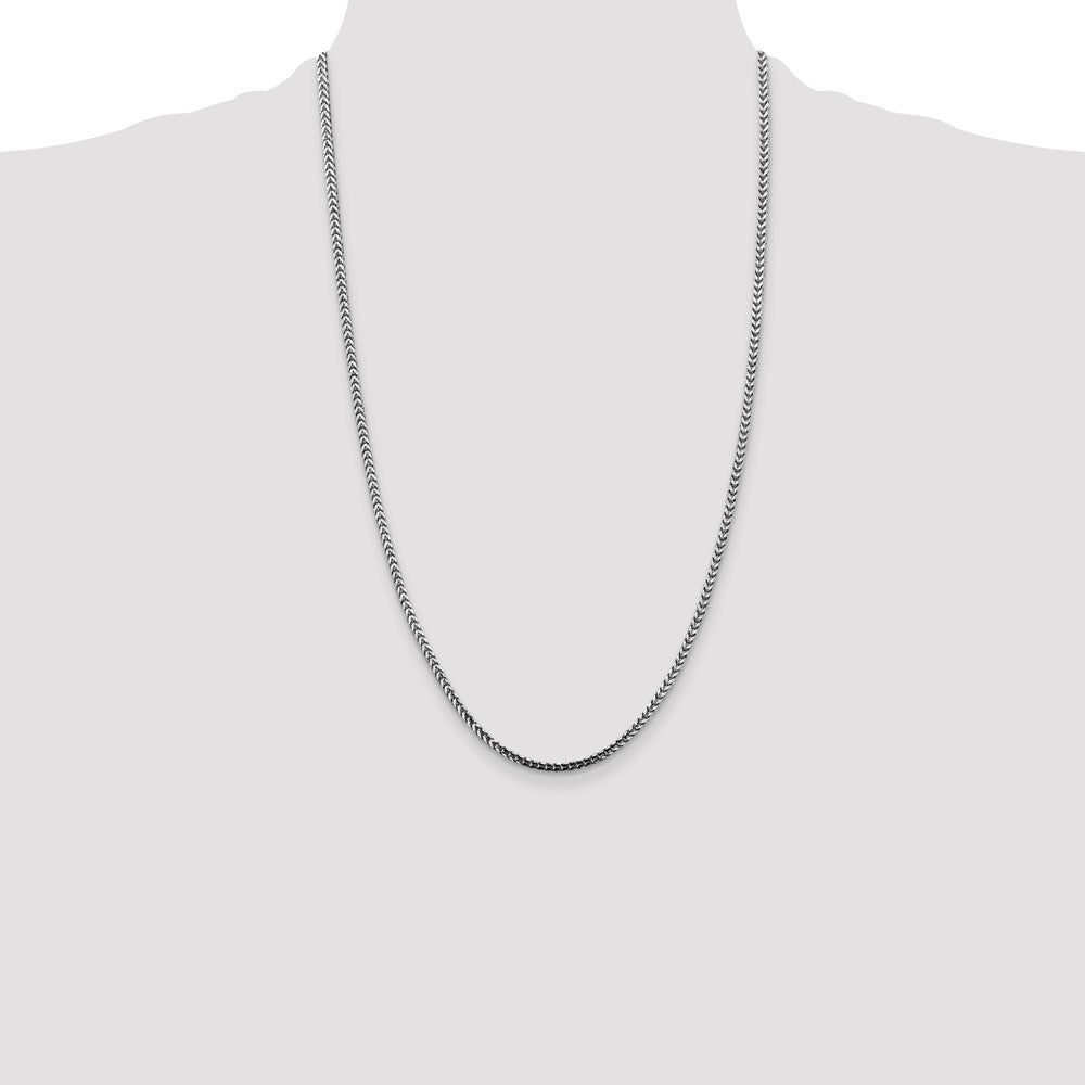 14K White Gold 26 inch 2.5mm Franco with Lobster Clasp Chain