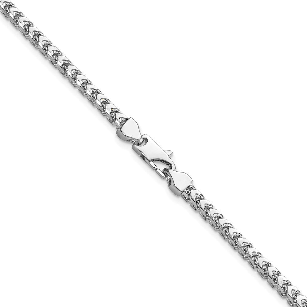 14K White Gold 24 inch 3mm Franco with Fancy Lobster Clasp Chain