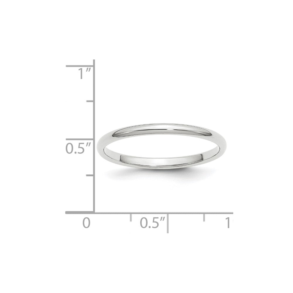 14k White Gold 2mm Half-Round Wedding Band Size 4