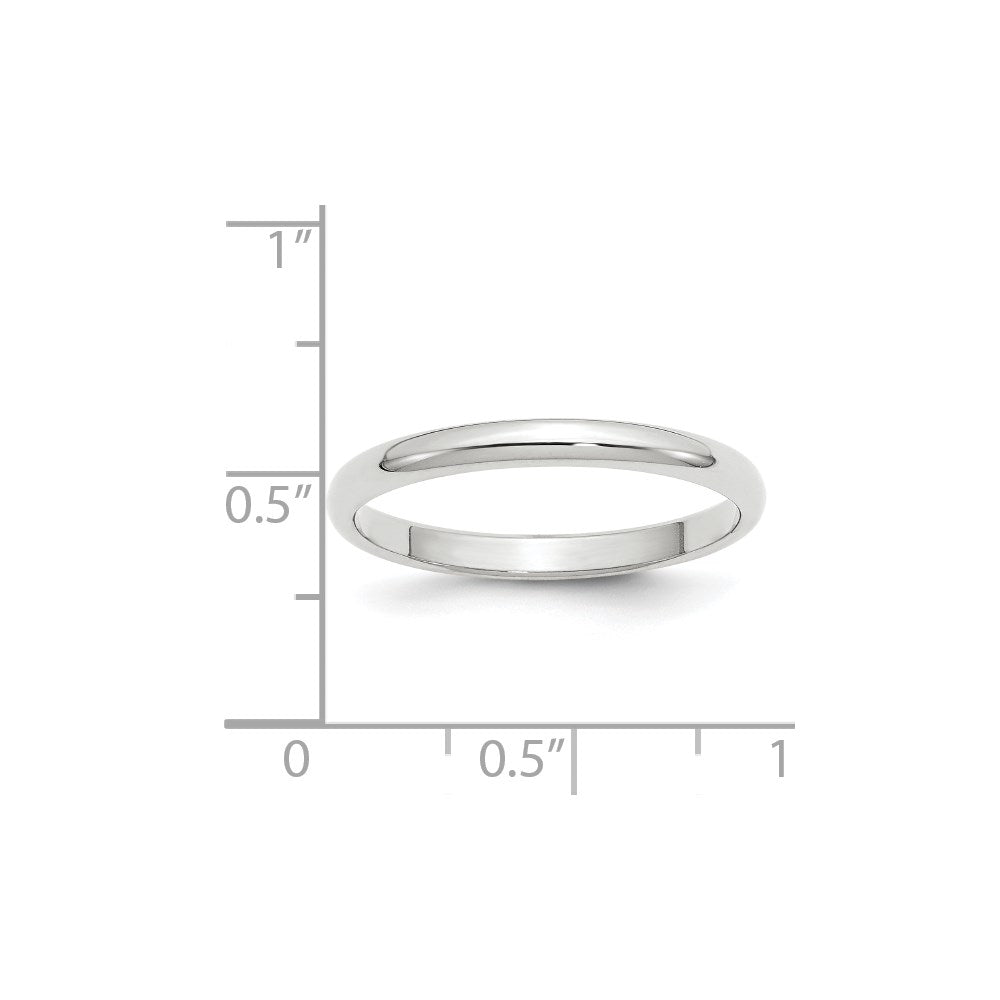 14k White Gold 2.5mm Half-Round Wedding Band Size 8.5