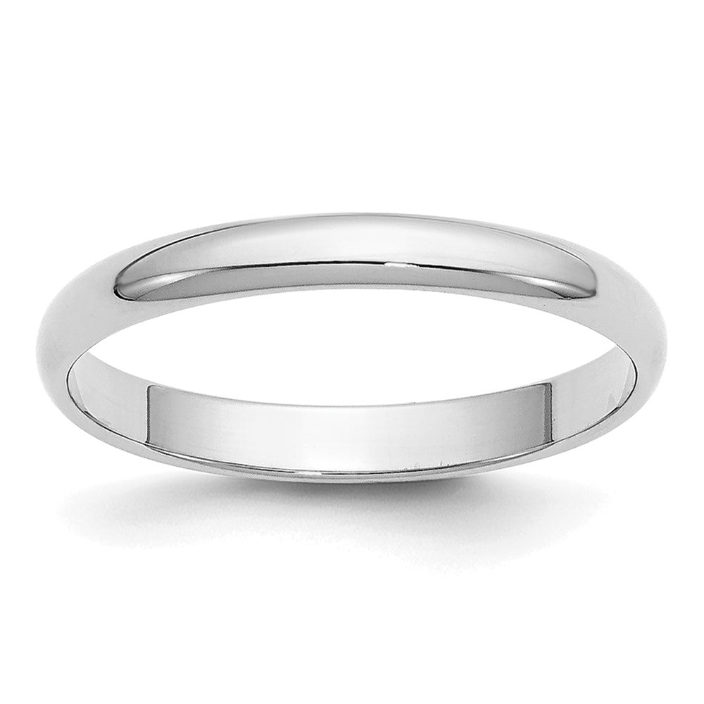 14k White Gold 2.5mm Half-Round Wedding Band Size 10