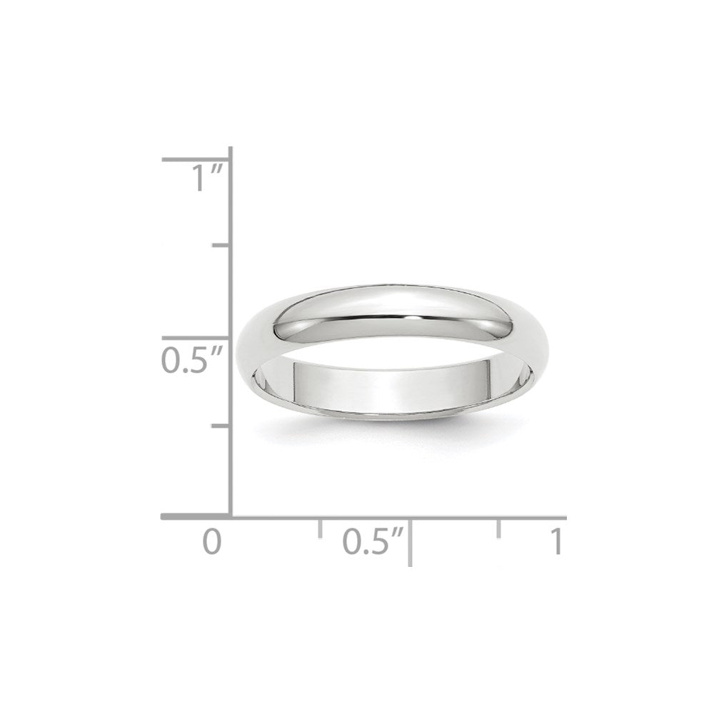 14k White Gold 4mm Half Round Wedding Band Size 12.5