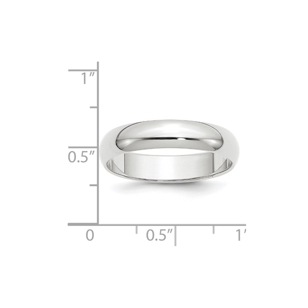 14k White Gold 5mm Half-Round Wedding Band Size 4.5
