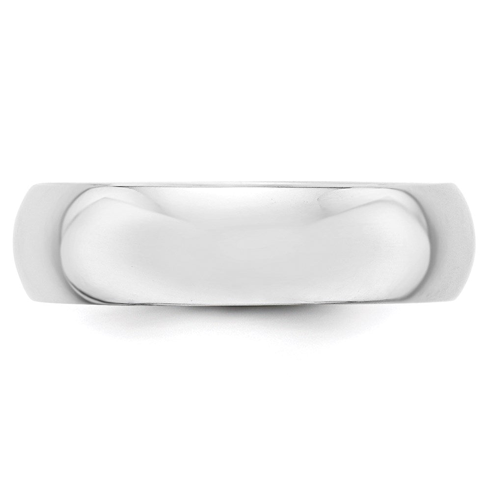 14k White Gold 6mm Half-Round Wedding Band Size 5.5