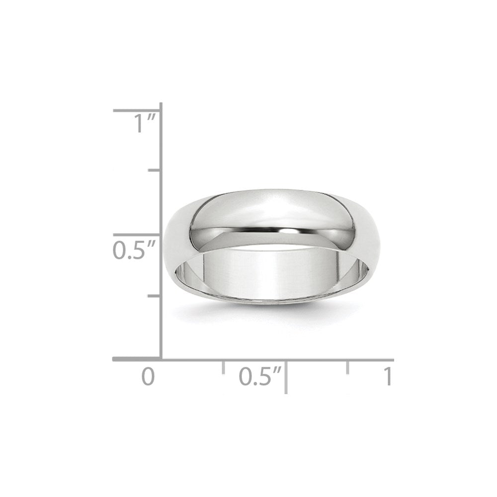 14k White Gold 6mm Half-Round Wedding Band Size 4.5