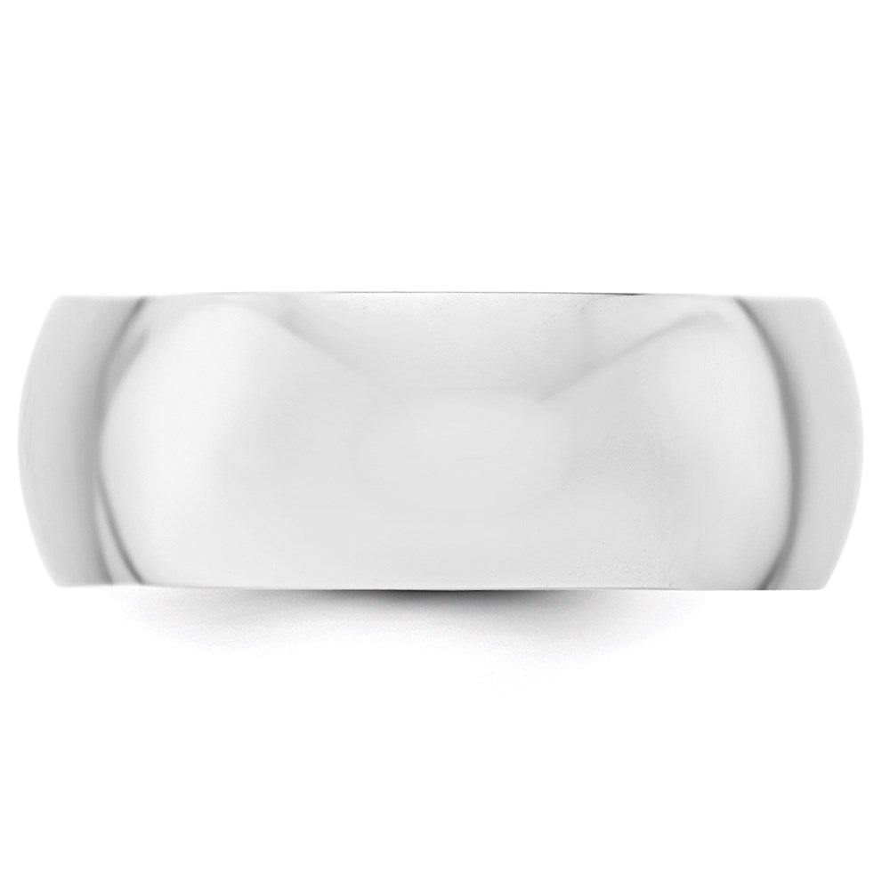 14k White Gold 8mm Half-Round Wedding Band Size 8.5