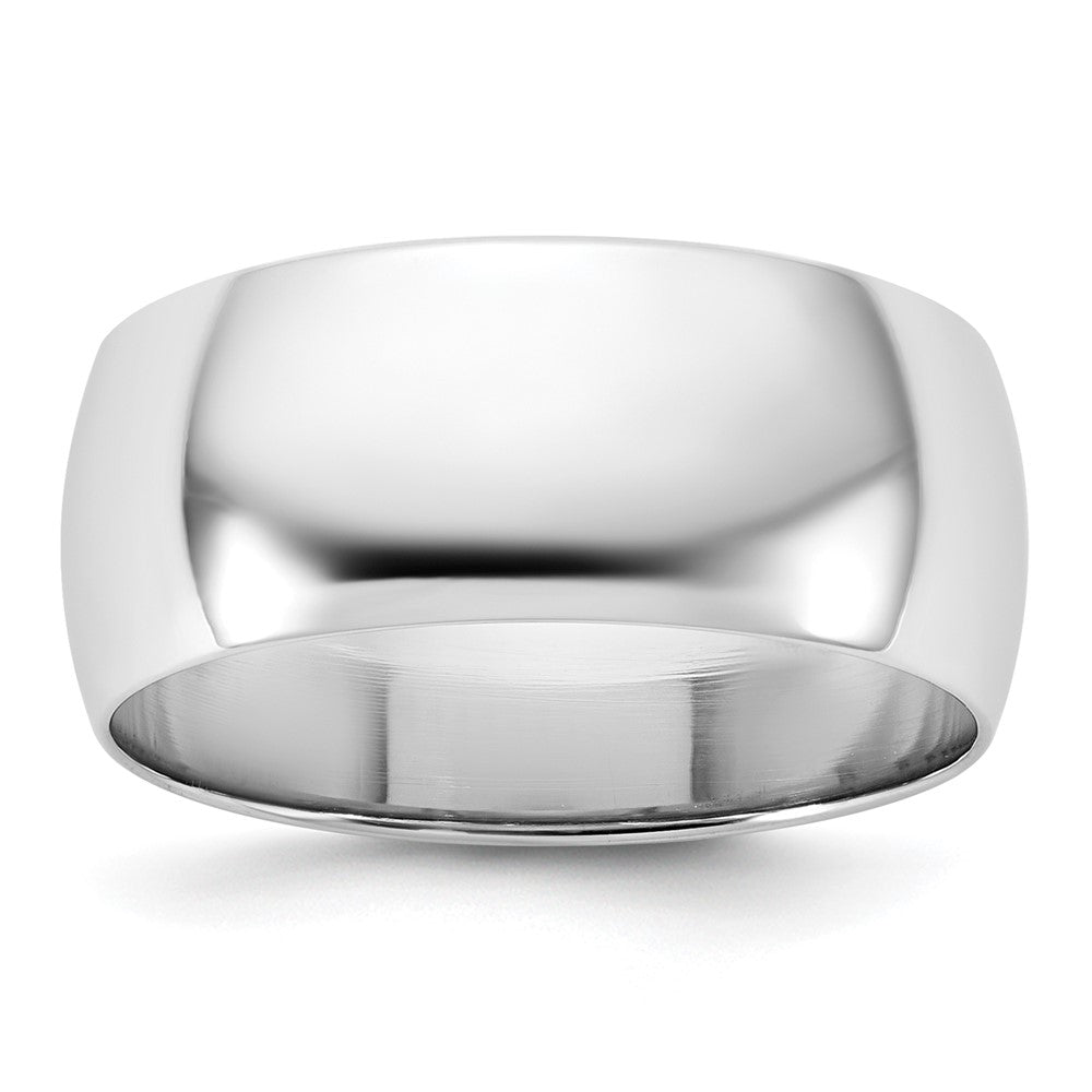 14k White Gold 8mm Half-Round Wedding Band Size 9