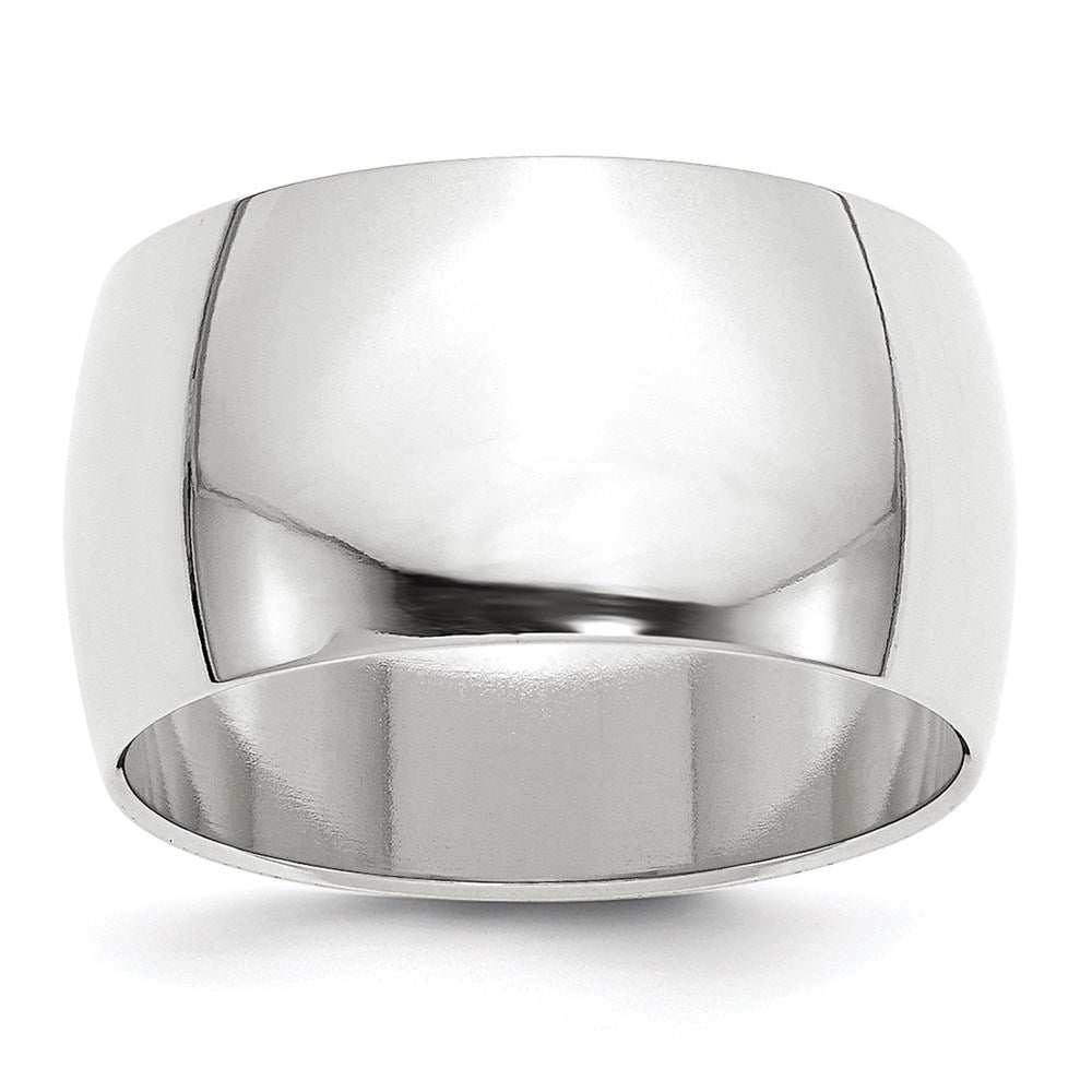 14k White Gold 12mm Half-Round Wedding Band Size 8