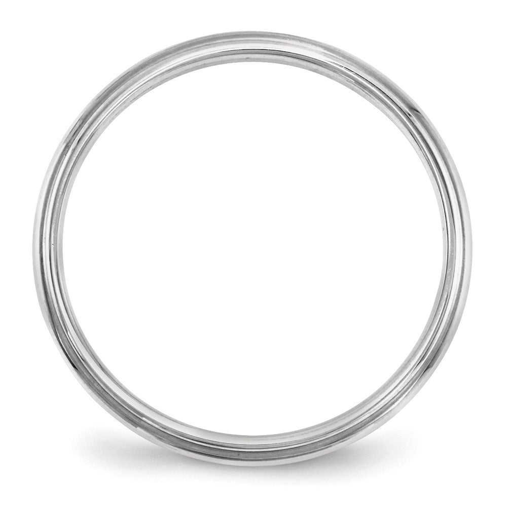 14k White Gold 2.5mm Half Round with Edge Wedding Band Size 9
