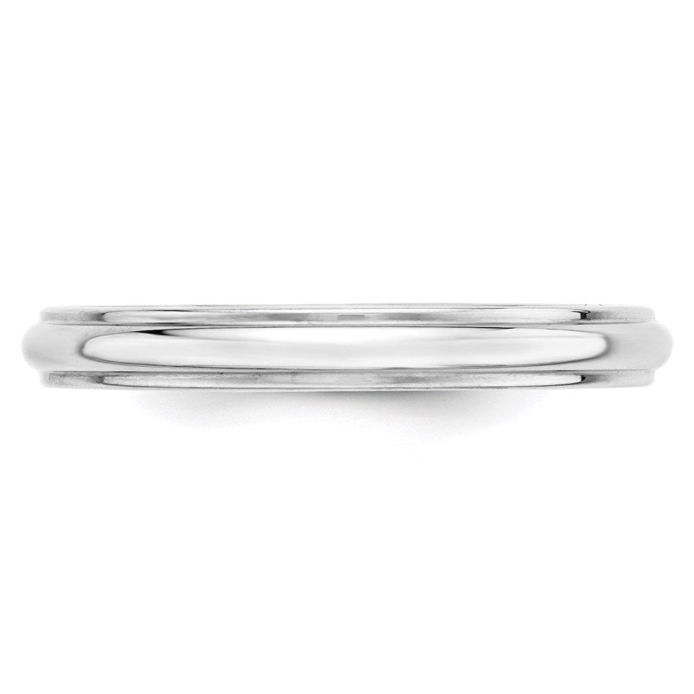 14k White Gold 3mm Half Round with Edge Wedding Band Size 9