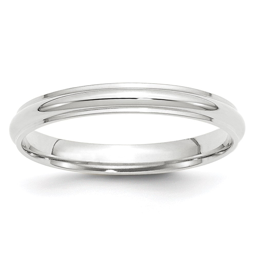 14k White Gold 3mm Half Round with Edge Wedding Band Size 11