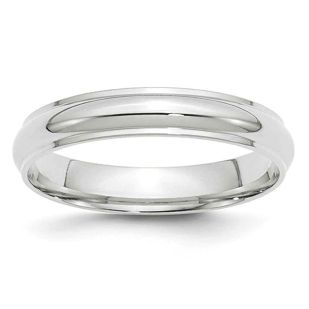 14k White Gold 4mm Half Round with Edge Wedding Band Size 4