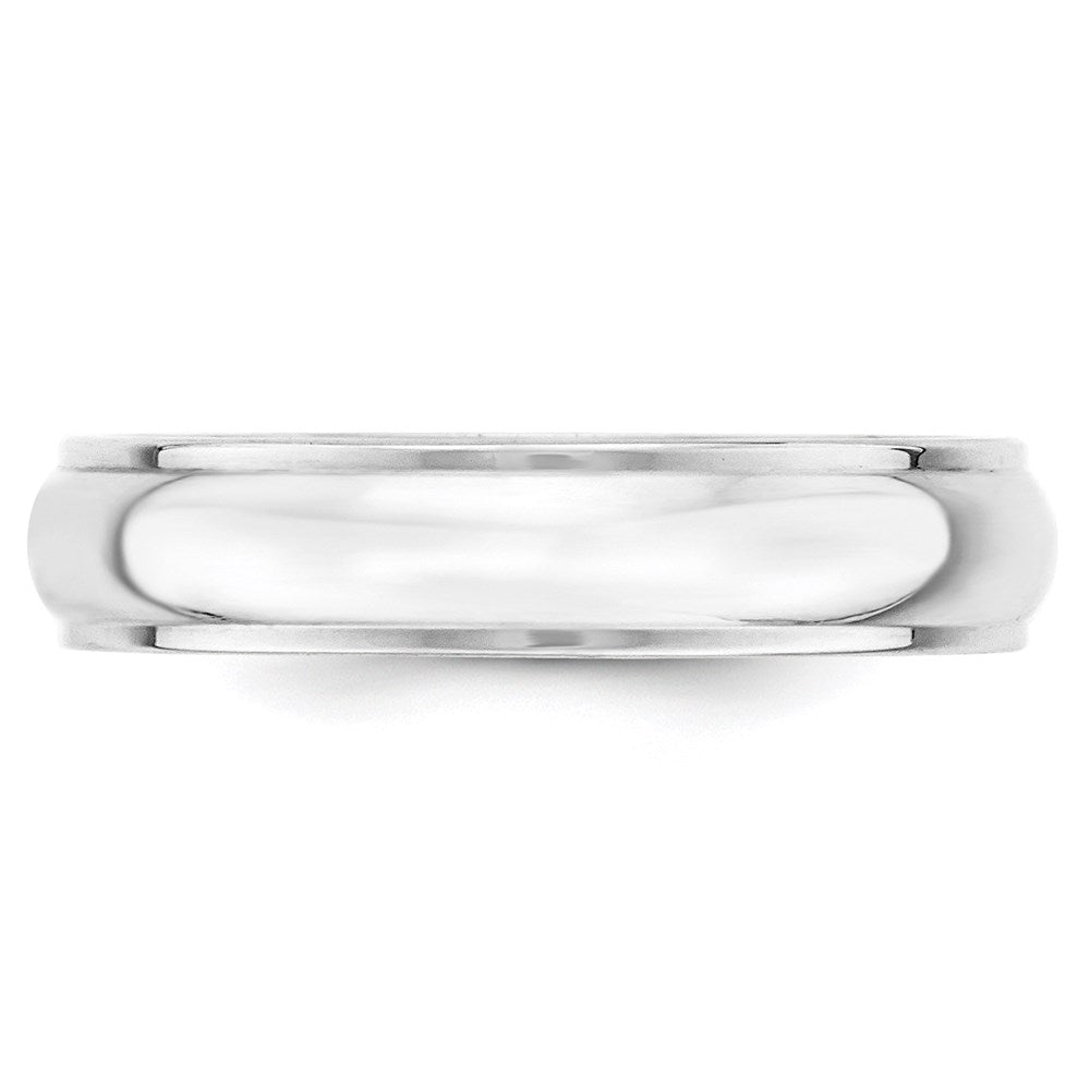14k White Gold 5mm Half Round with Edge Wedding Band Size 5.5