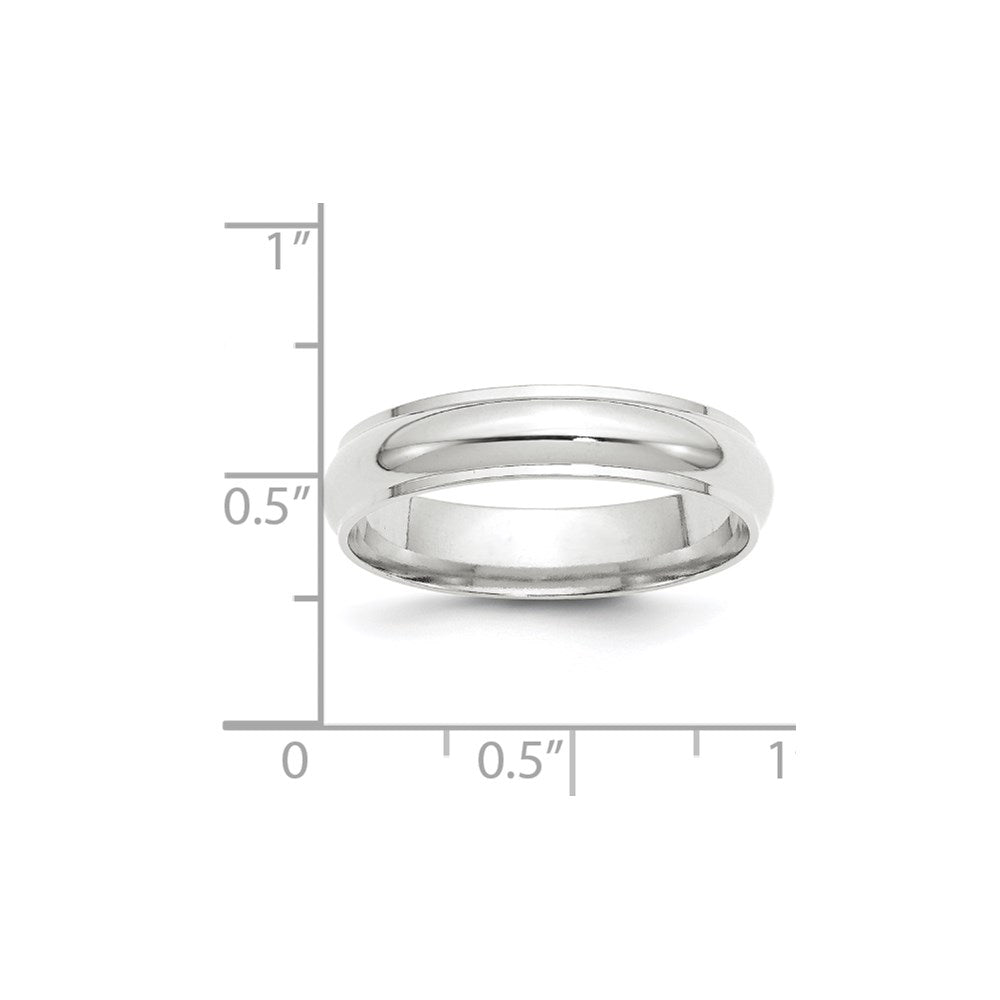 14k White Gold 5mm Half Round with Edge Wedding Band Size 5.5