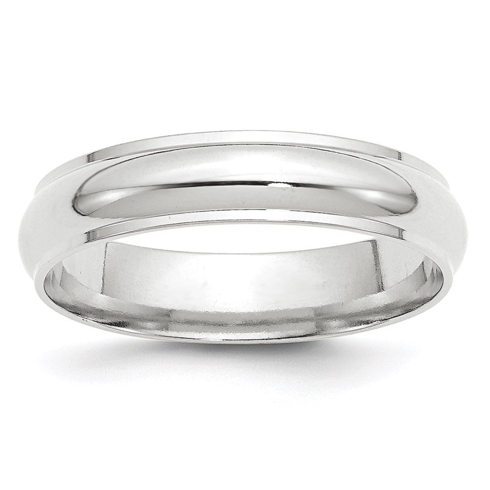 14k White Gold 5mm Half Round with Edge Wedding Band Size 5.5
