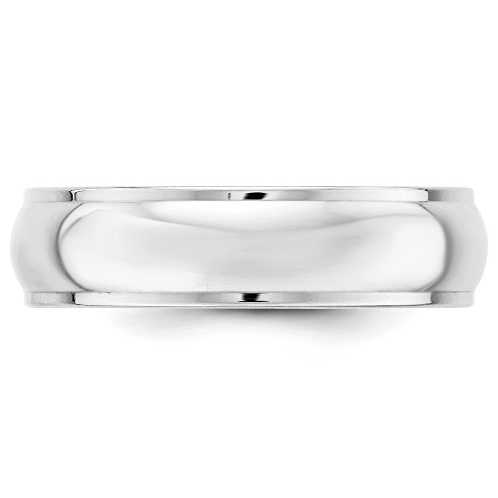 14k White Gold 6mm Half Round with Edge Wedding Band Size 8.5