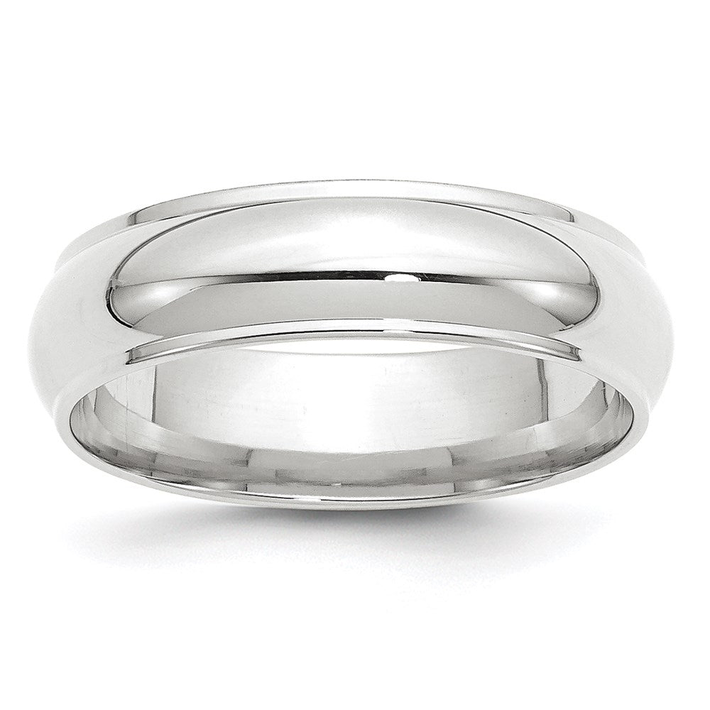 14k White Gold 6mm Half Round with Edge Wedding Band Size 8